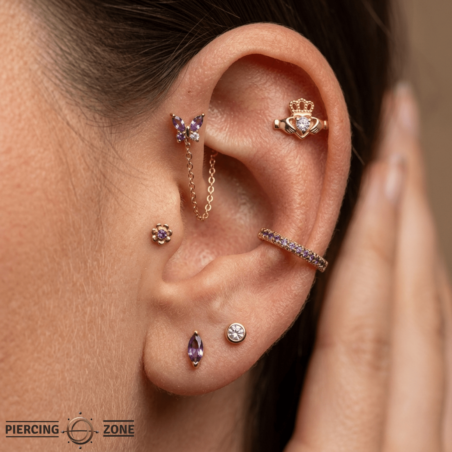 Claddagh Hands – 14K Gold Threadless/Threaded End - piercing - zone.com