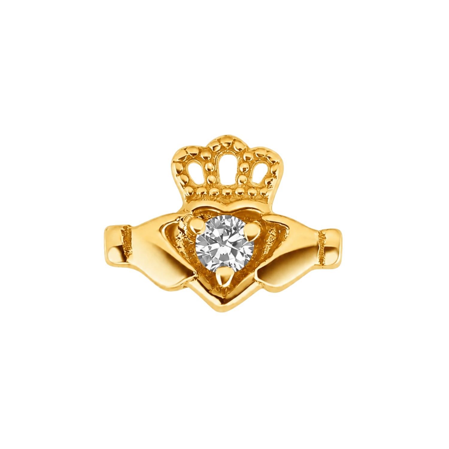 Claddagh Hands – 14K Gold Threadless/Threaded End - piercing-zone.com