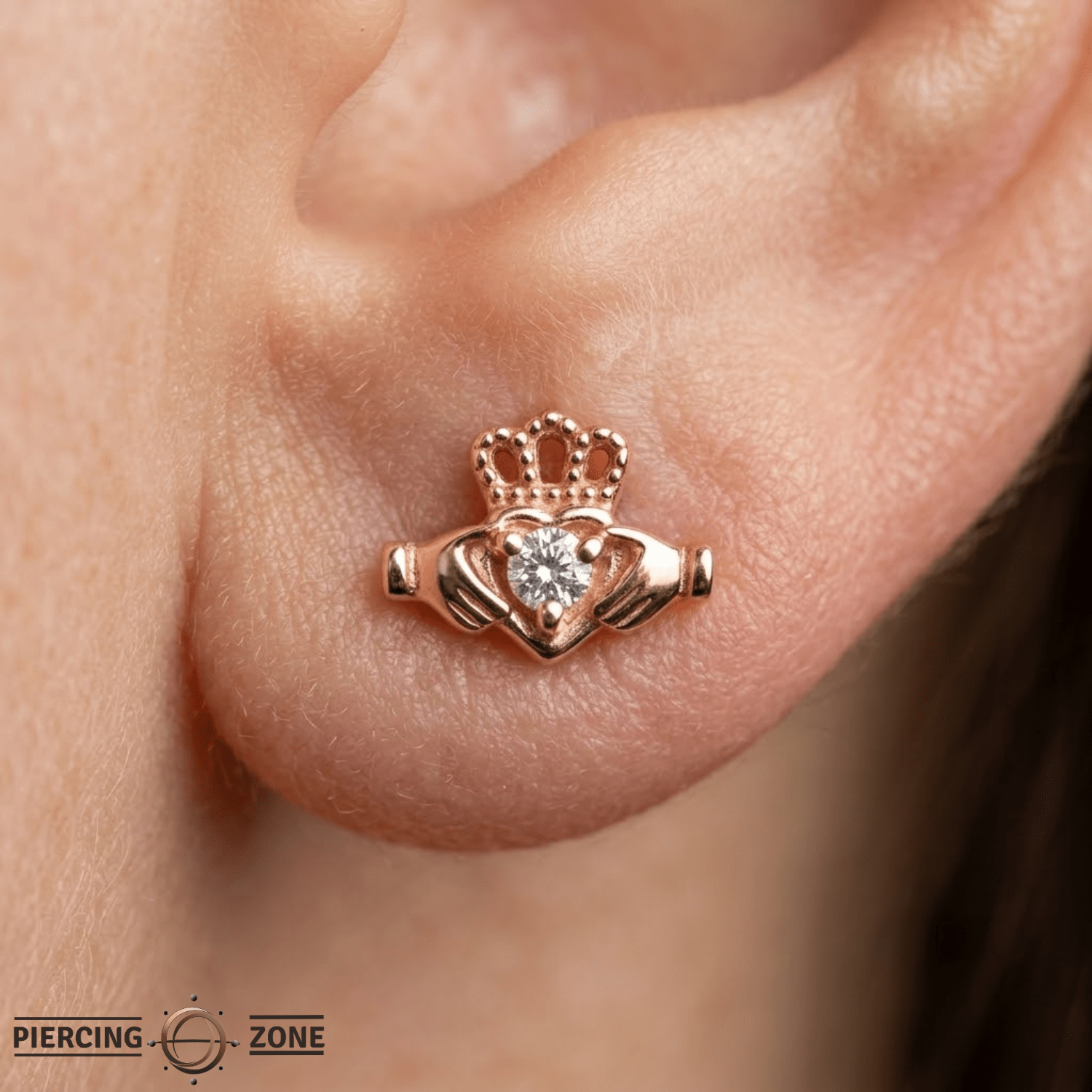 Claddagh Hands – 14K Gold Threadless/Threaded End - piercing - zone.com