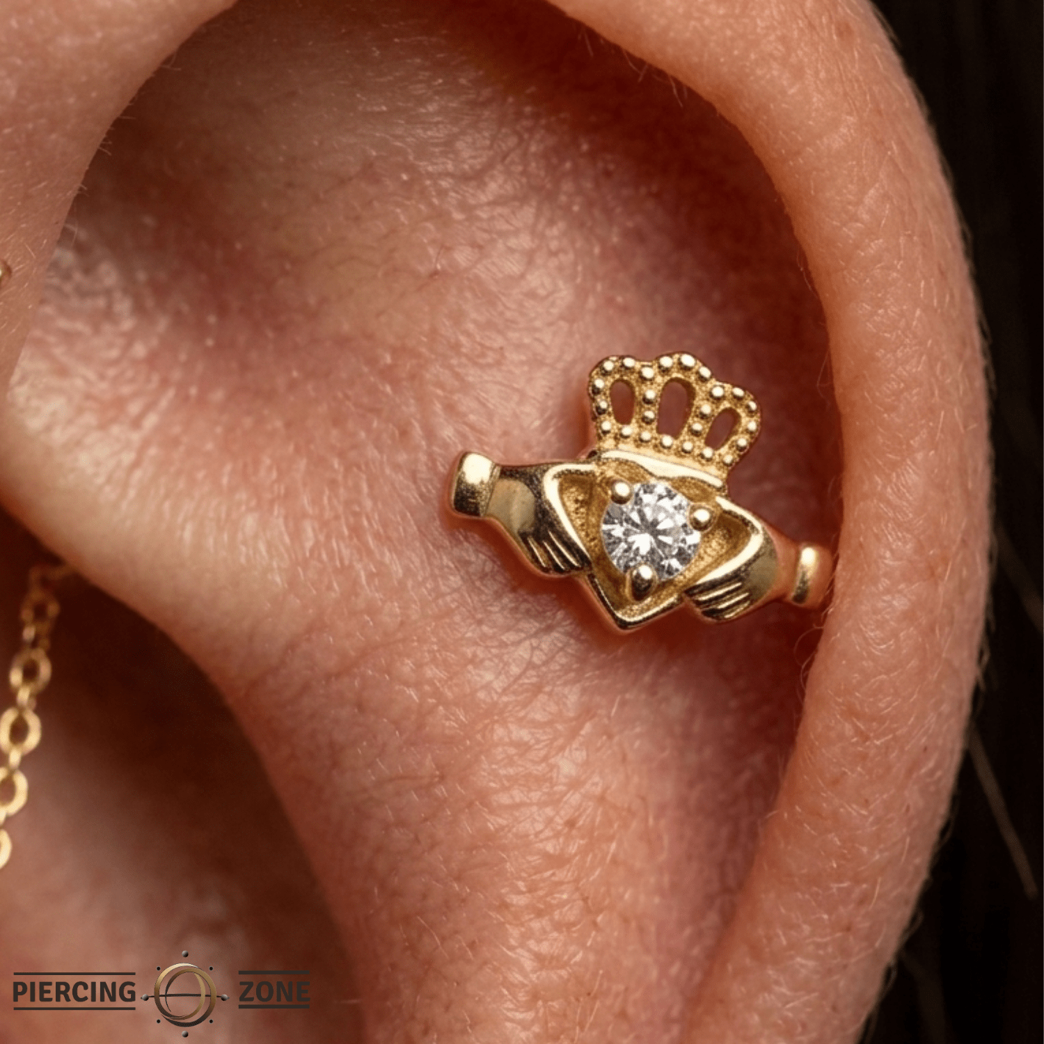 Claddagh Hands – 14K Gold Threadless/Threaded End - piercing - zone.com