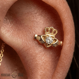 Claddagh Hands – 14K Gold Threadless/Threaded End - piercing - zone.com