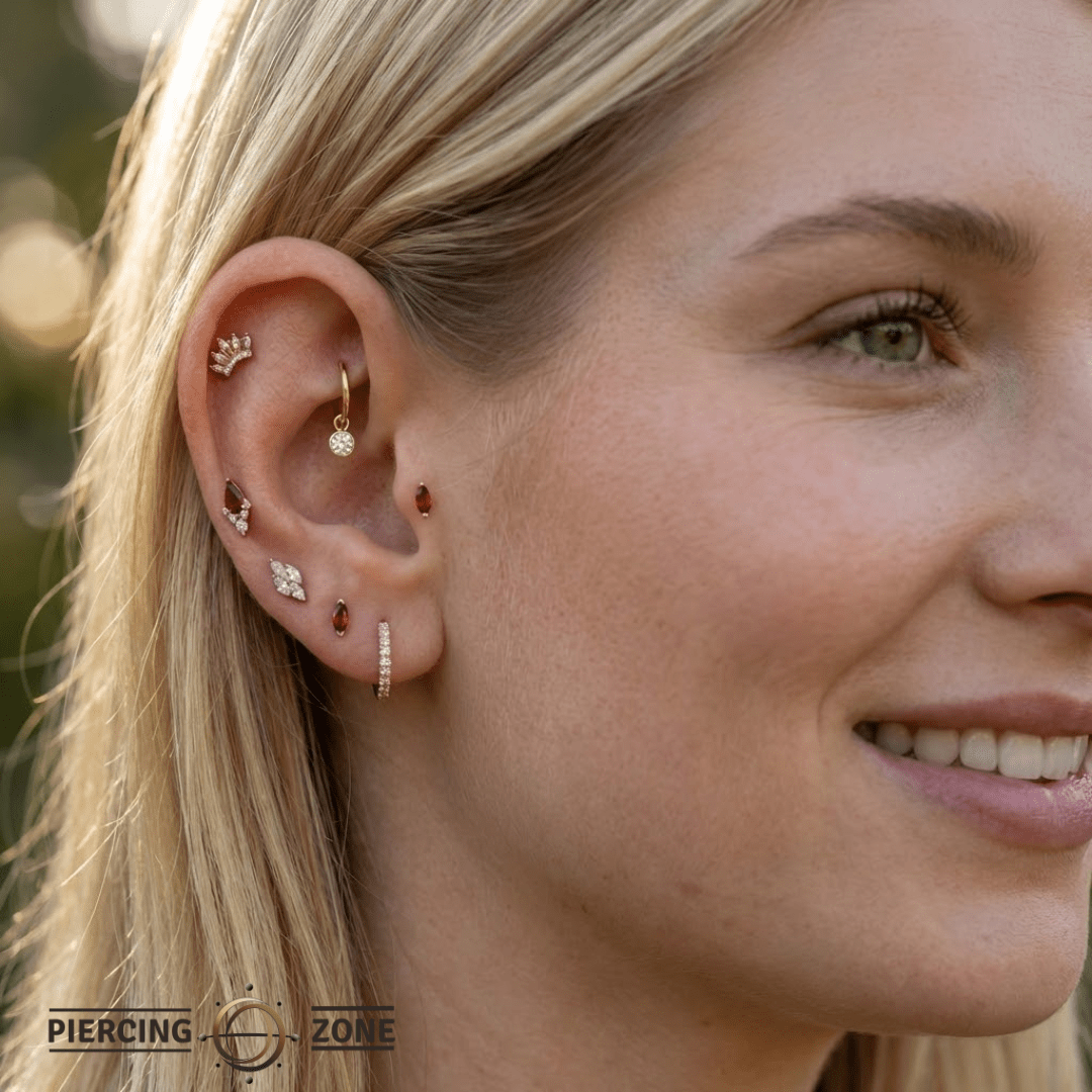 Classic Bezel – 14K & 18K Gold Gemstone Charm - piercing - zone.com