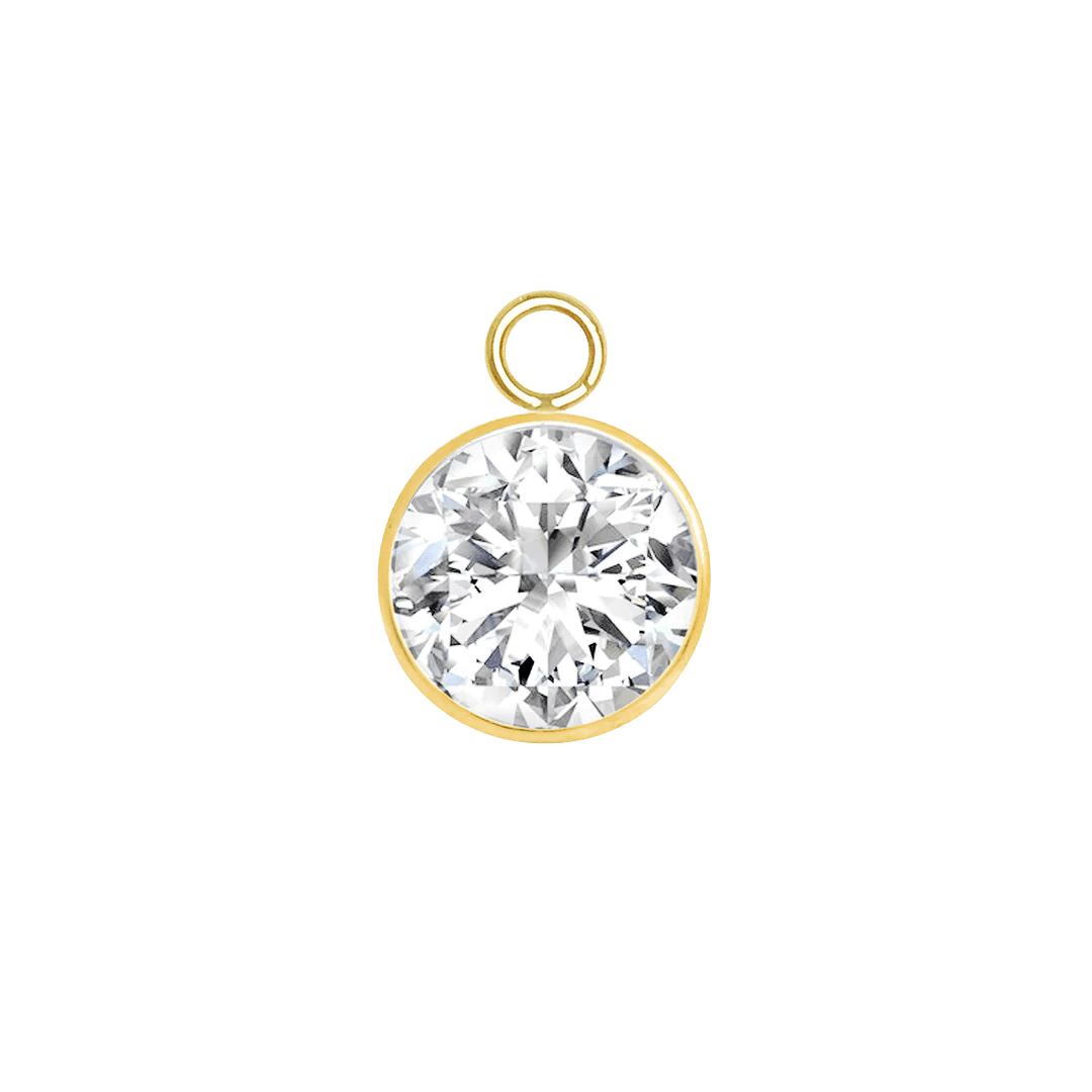 Classic Bezel – 14K & 18K Gold Gemstone Charm - piercing - zone.com