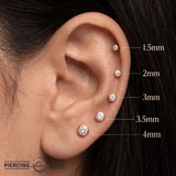 Classic Bezel – 14K Gold Threadless/Threaded End - piercing - zone.com