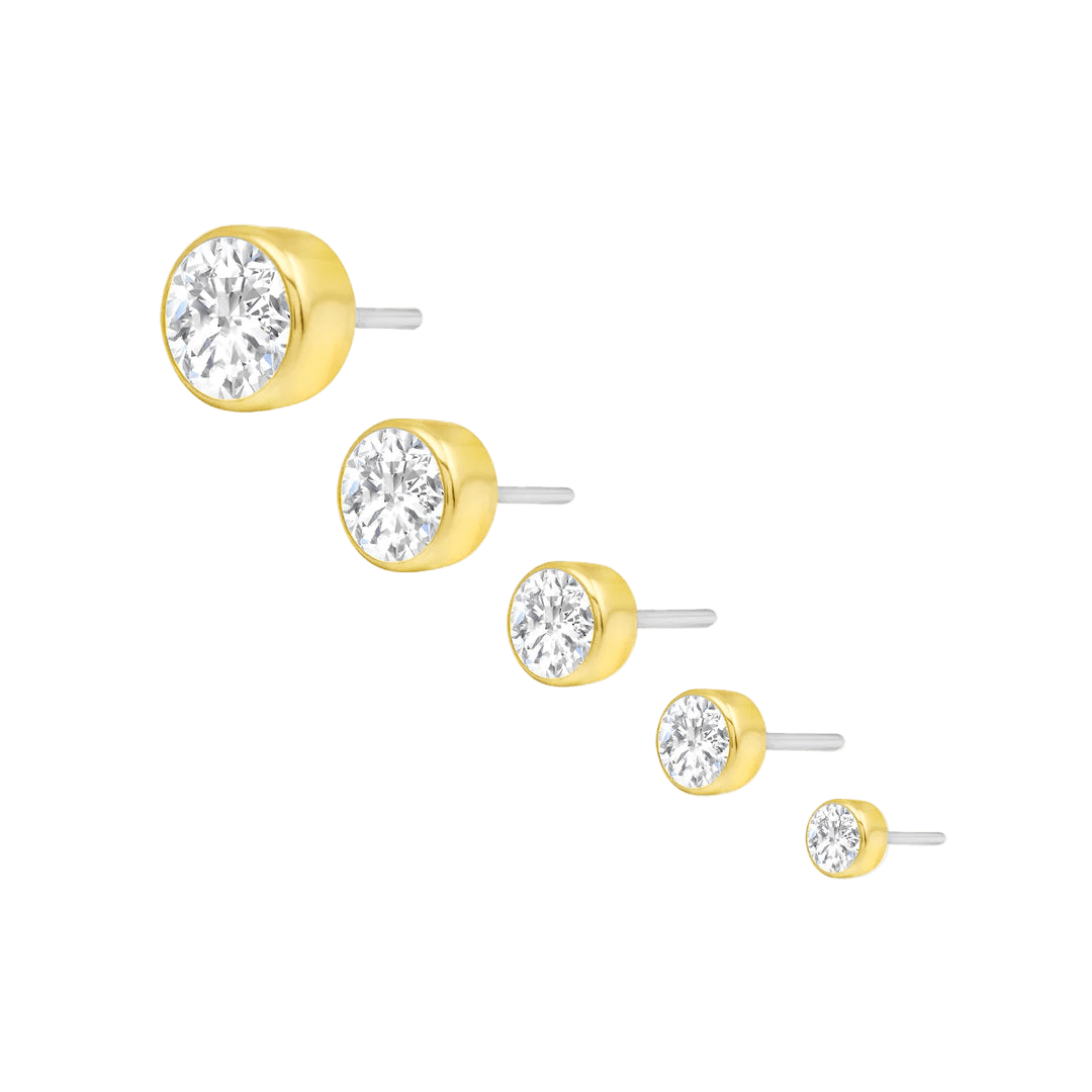 Classic Bezel – 14K/18K Gold Threadless End - piercing - zone.com