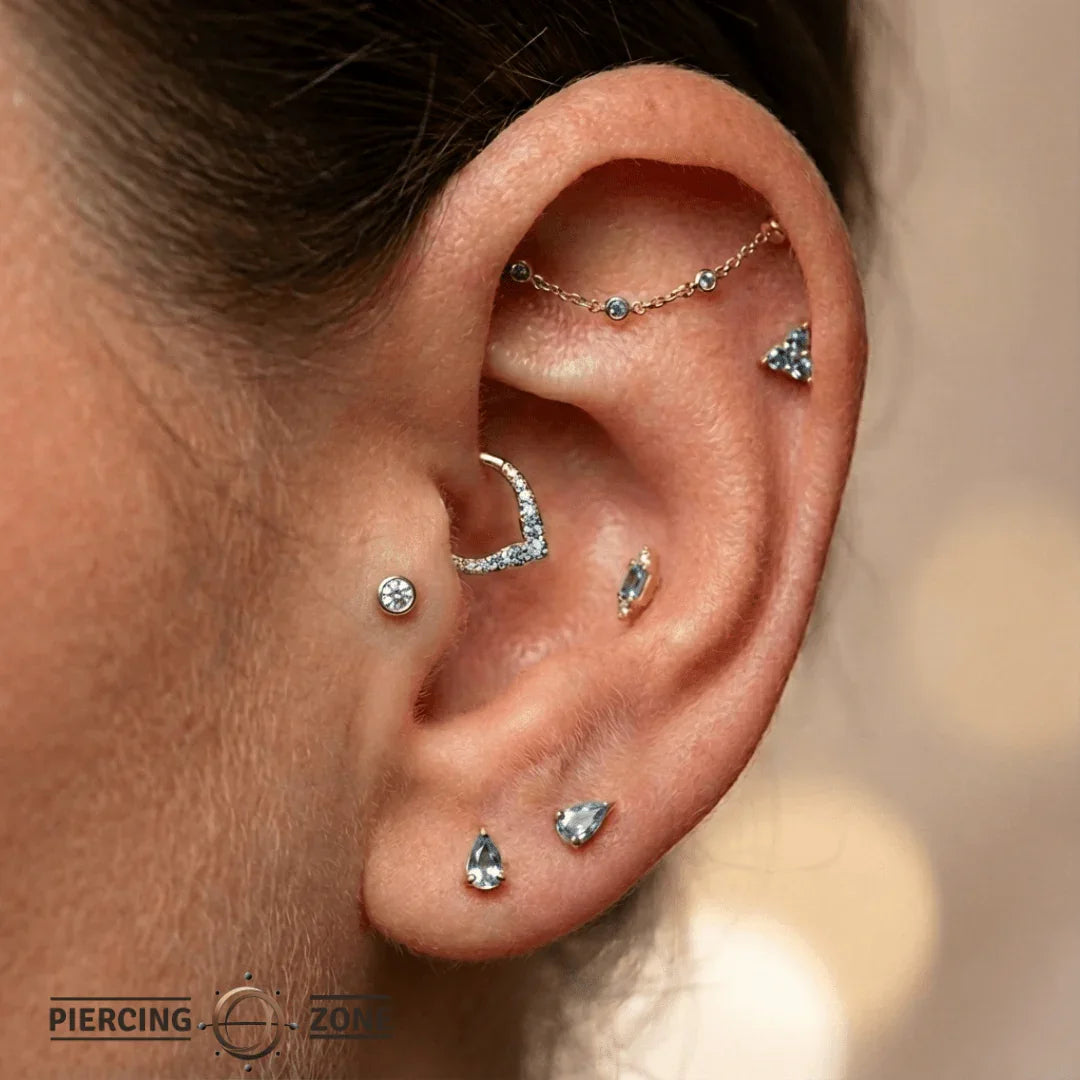 Classic Bezel – 14K/18K Gold Threadless End - piercing - zone.com