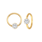 Classic Bezel Seamless Ring – 14K Gold Cup & Divot Design - piercing - zone.com