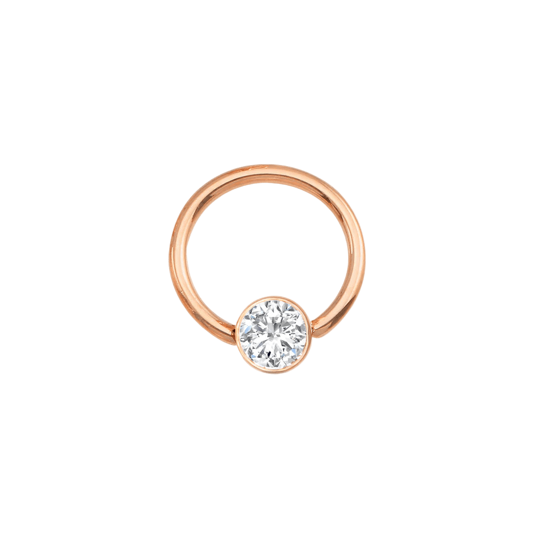 Classic Bezel Seamless Ring – 14K Gold Cup & Divot Design - piercing - zone.com