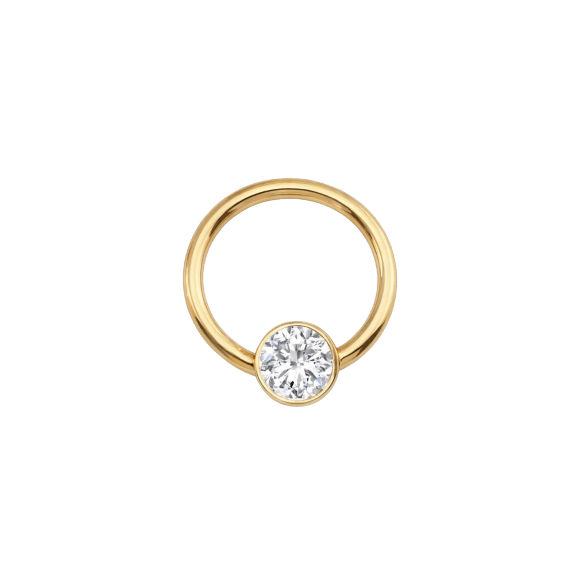 Classic Bezel Seamless Ring – 14K Gold Cup & Divot Design - piercing-zone.com