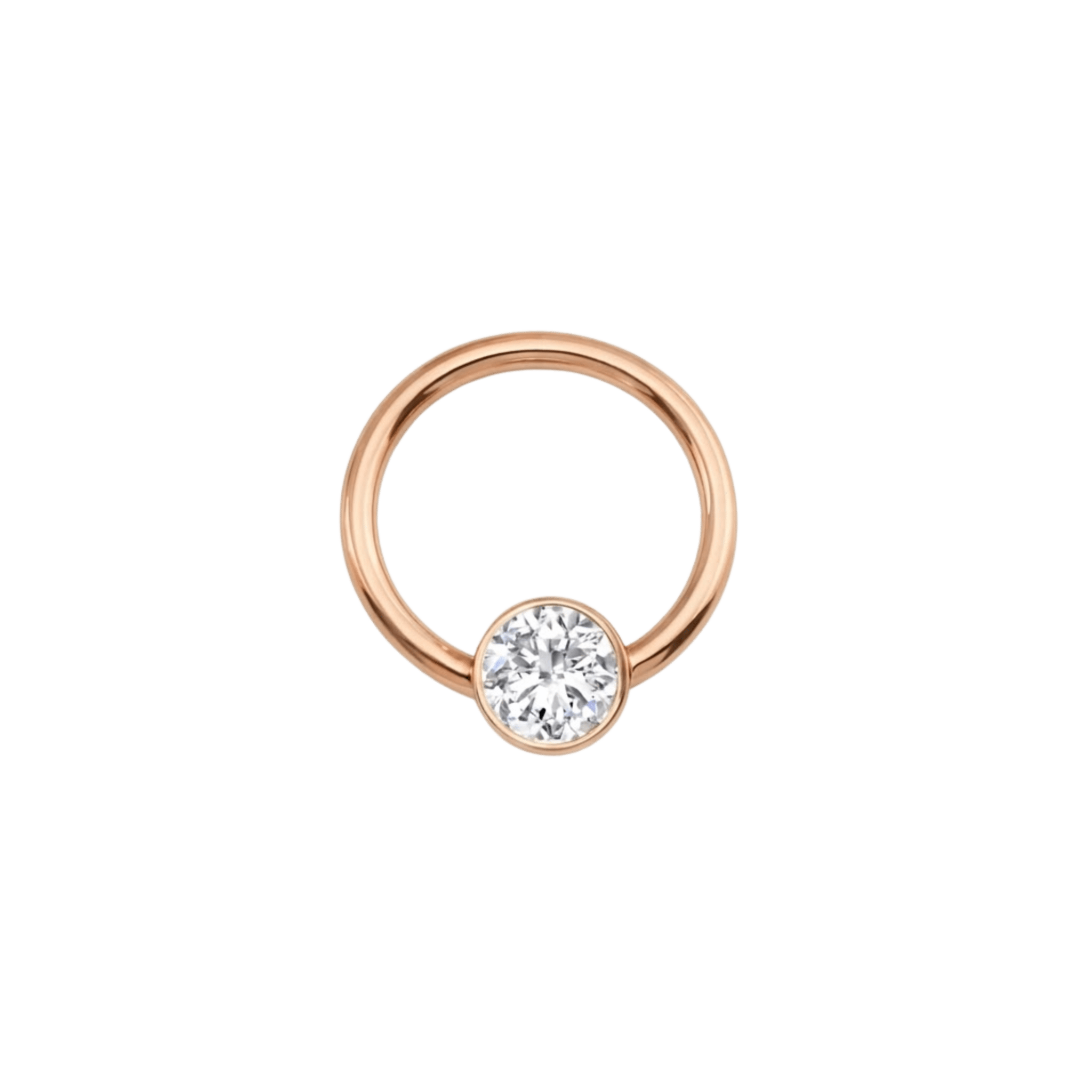 Classic Bezel Seamless Ring – 14K Gold Cup & Divot Design - piercing-zone.com