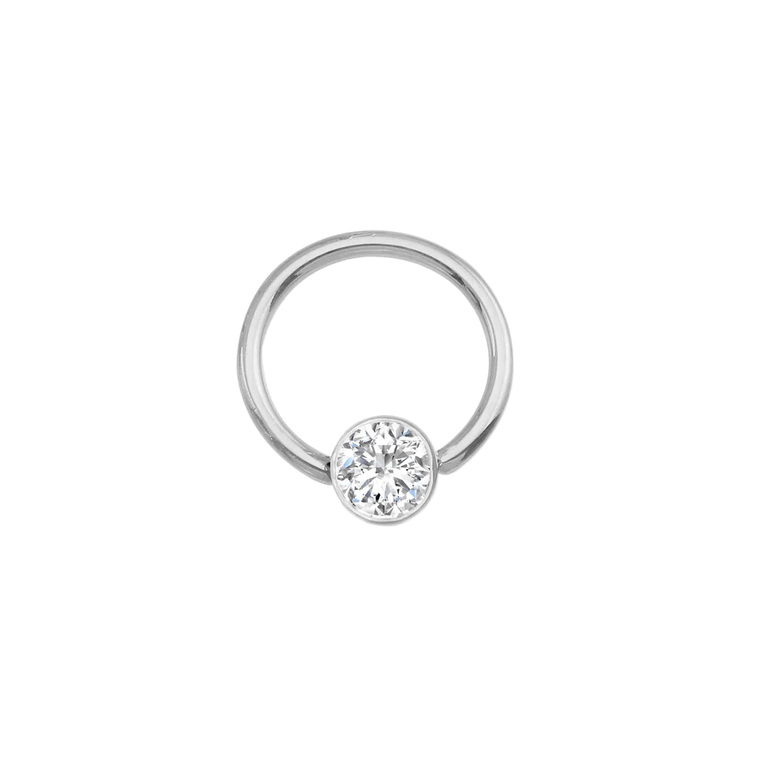 Classic Bezel Seamless Ring – 14K Gold Cup & Divot Design - piercing - zone.com