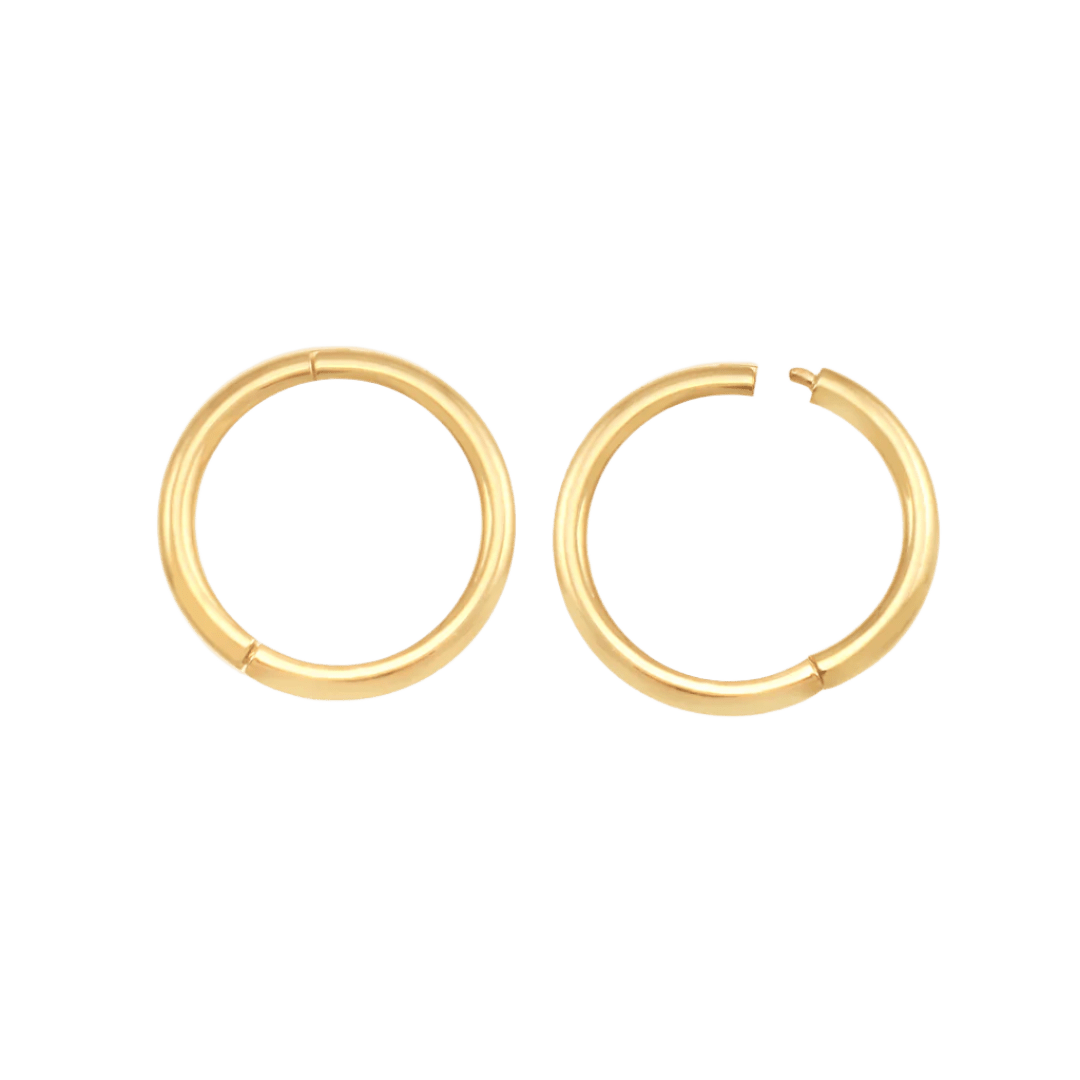 Classic Clicker – 14K Gold Smooth Hoop with Hinge - piercing - zone.com