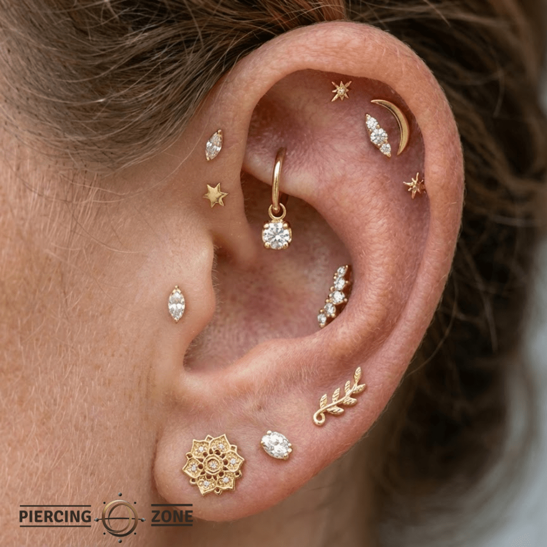 Classic Prong – 14K & 18K Gold Gemstone Charm - piercing - zone.com