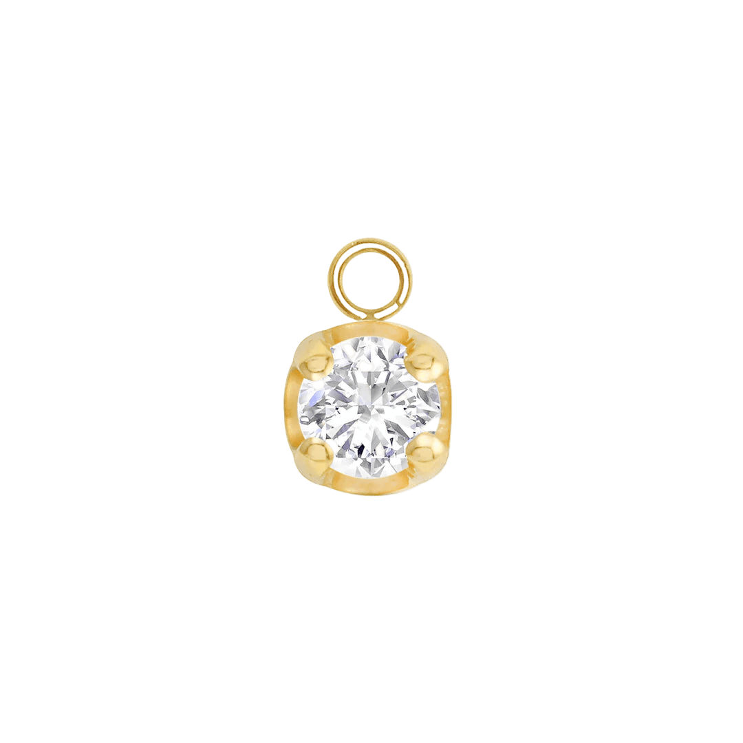 Classic Prong – 14K & 18K Gold Gemstone Charm - piercing - zone.com