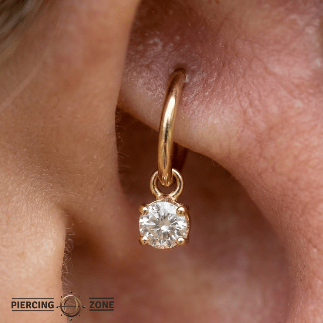 Classic Prong – 14K & 18K Gold Gemstone Charm - piercing - zone.com