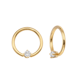 Classic Prong Seamless Ring – 14K Gold Cup & Divot Design - piercing-zone.com