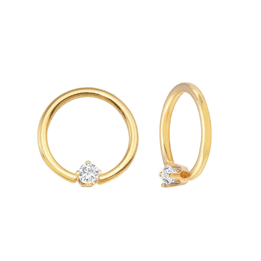 Classic Prong Seamless Ring – 14K Gold Cup & Divot Design - piercing - zone.com
