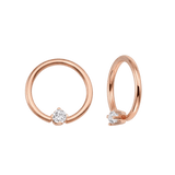 Classic Prong Seamless Ring – 14K Gold Cup & Divot Design - piercing-zone.com