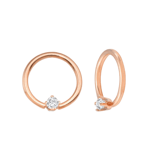 Classic Prong Seamless Ring – 14K Gold Cup & Divot Design - piercing - zone.com