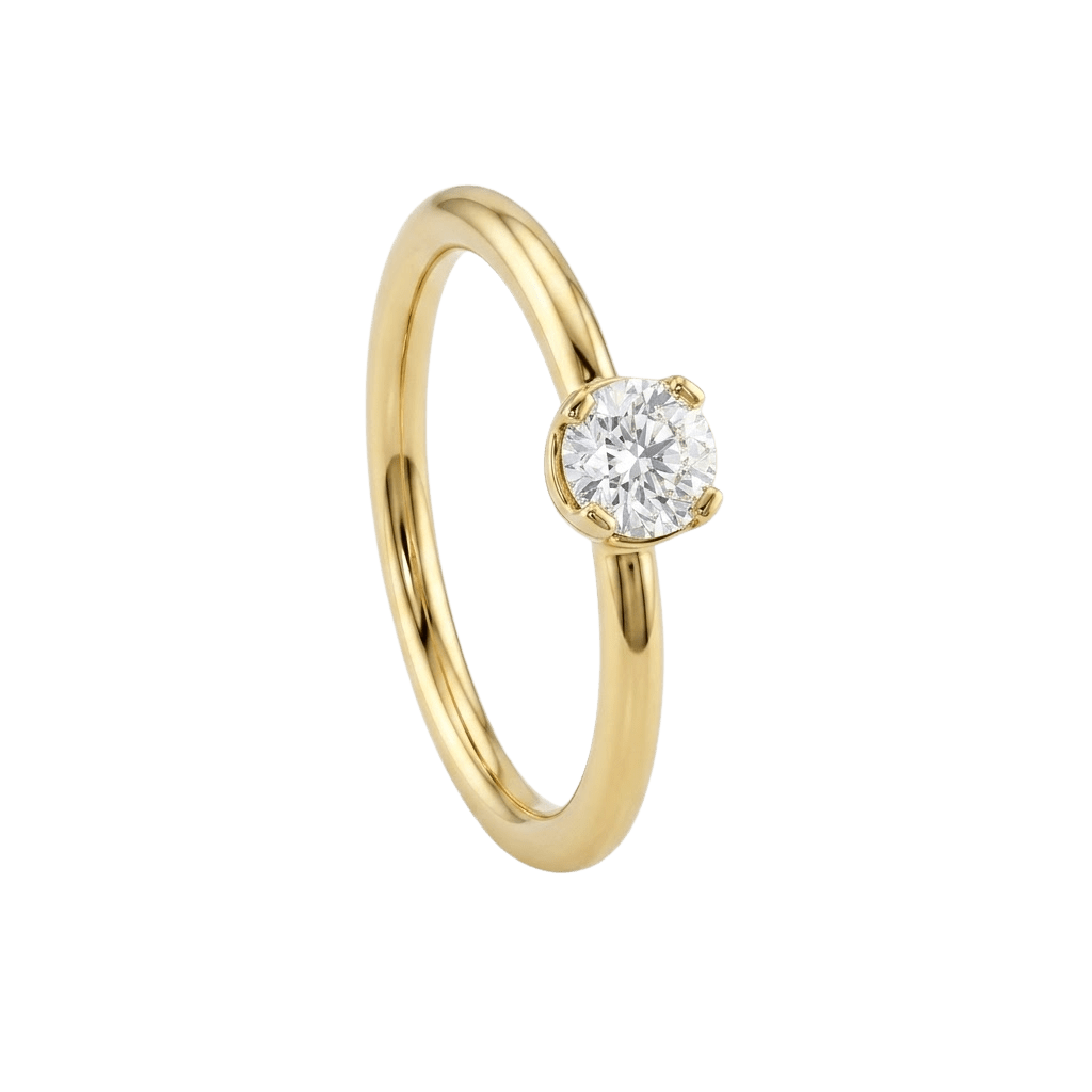 Classic Solitaire - 14K Gold Gem Fixed Bead Ring - piercing - zone.com