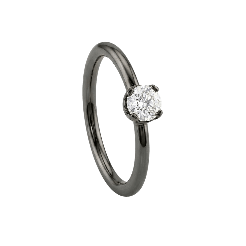 Classic Solitaire - 14K Gold Gem Fixed Bead Ring - piercing - zone.com