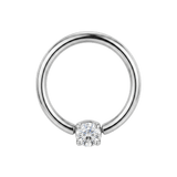 Classic Solitaire - 14K Gold Gem Fixed Bead Ring - piercing - zone.com