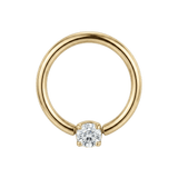 Classic Solitaire - 14K Gold Gem Fixed Bead Ring - piercing - zone.com