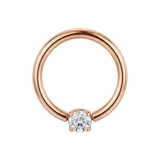 Classic Solitaire - 14K Gold Gem Fixed Bead Ring - piercing - zone.com