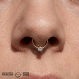 Classic Solitaire - 14K Gold Gem Fixed Bead Ring - piercing - zone.com