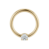 Classic Solitaire - 14K Gold Gem Fixed Bead Ring