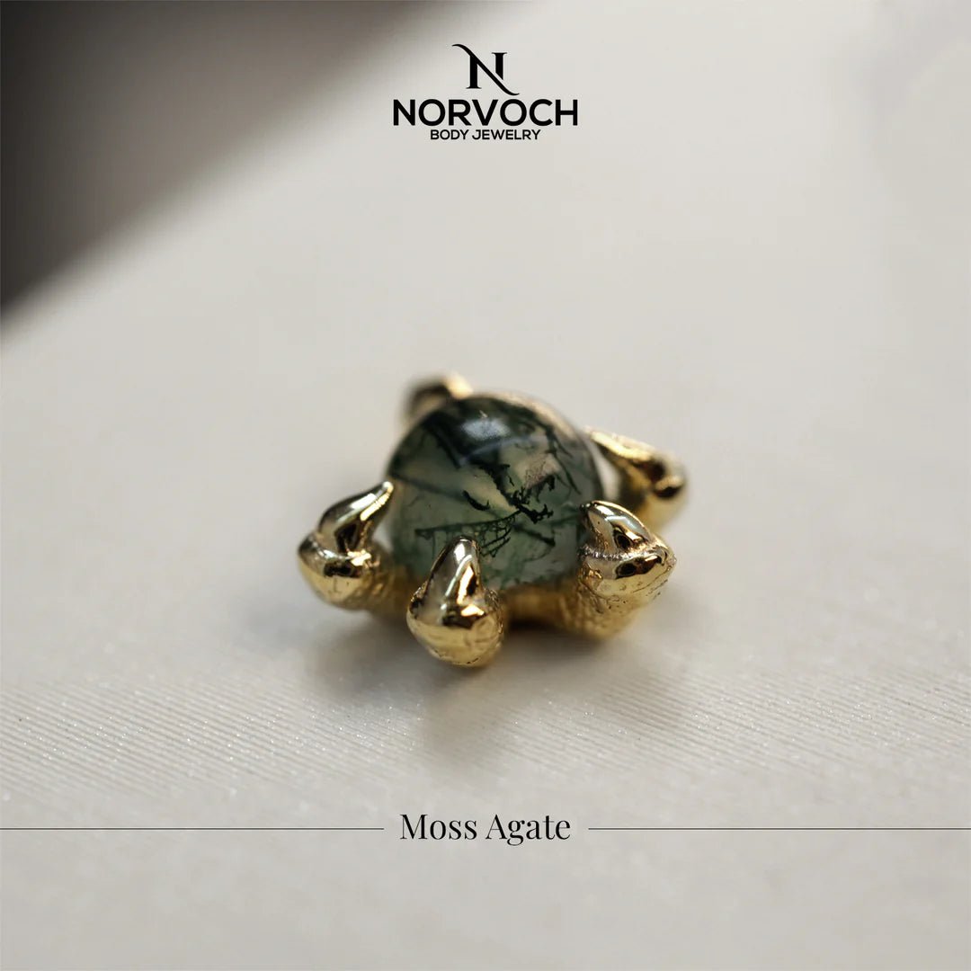 Claw with Gem – 14K Gold Threadless End - piercing - zone.com