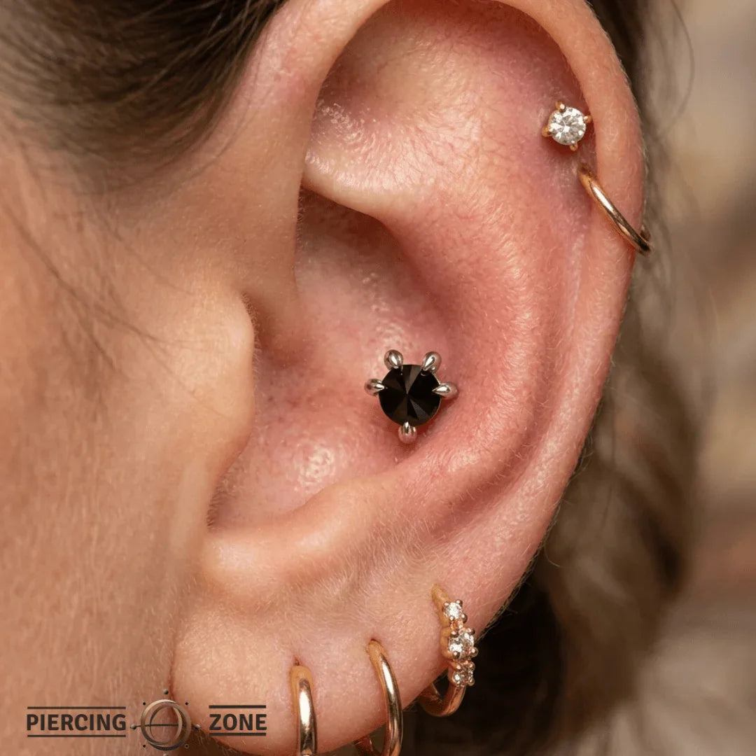 Claw with Gem – 14K Gold Threadless End - piercing - zone.com