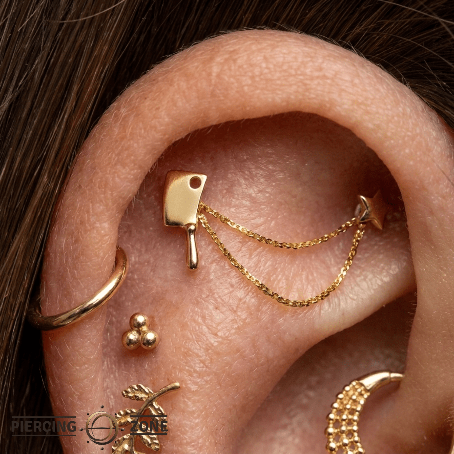 Cleaver - 18K Gold Threadless/Threaded End - piercing-zone.com