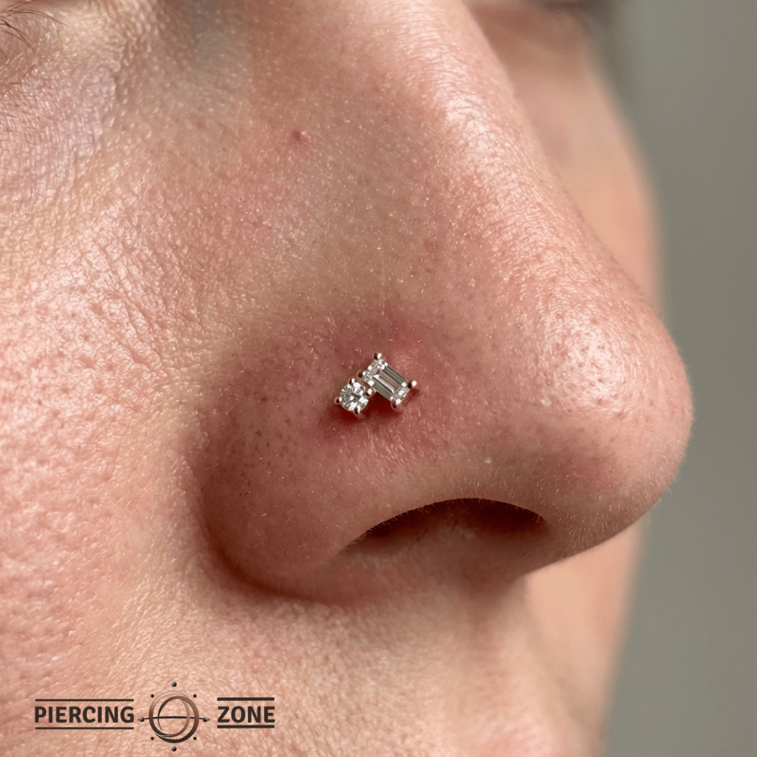 Cleo – 14K/18K Gold Baguette & Round Threadless End - piercing - zone.com