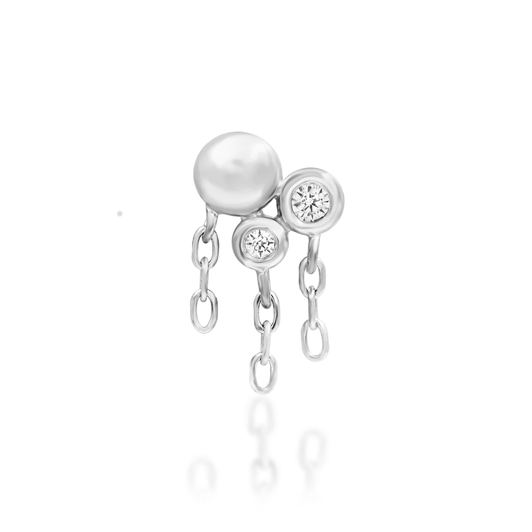 Cleo – White CZ Radiant Cluster – 14K Gold Threadless End - piercing - zone.com