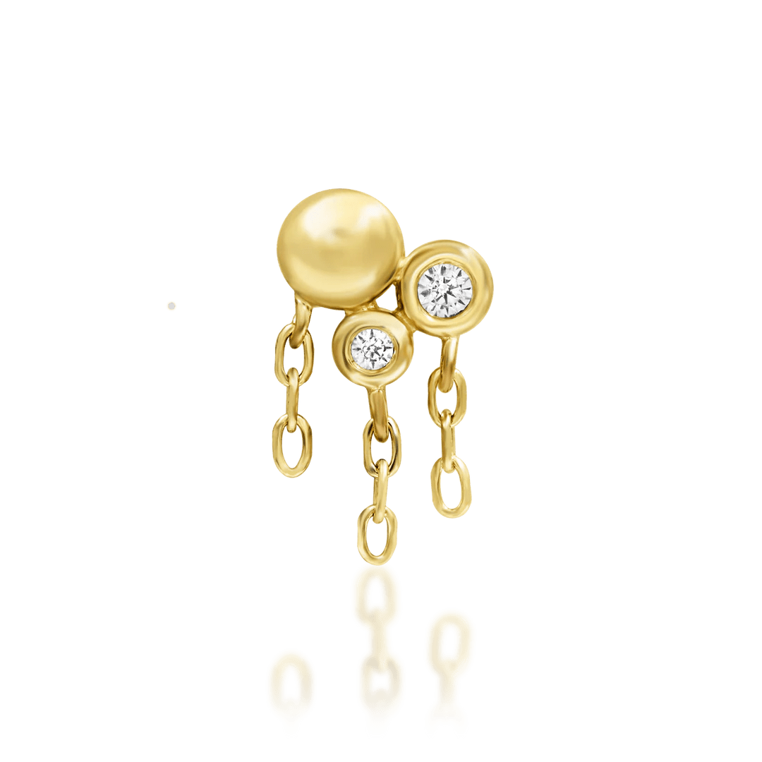 Cleo – White CZ Radiant Cluster – 14K Gold Threadless End - piercing - zone.com
