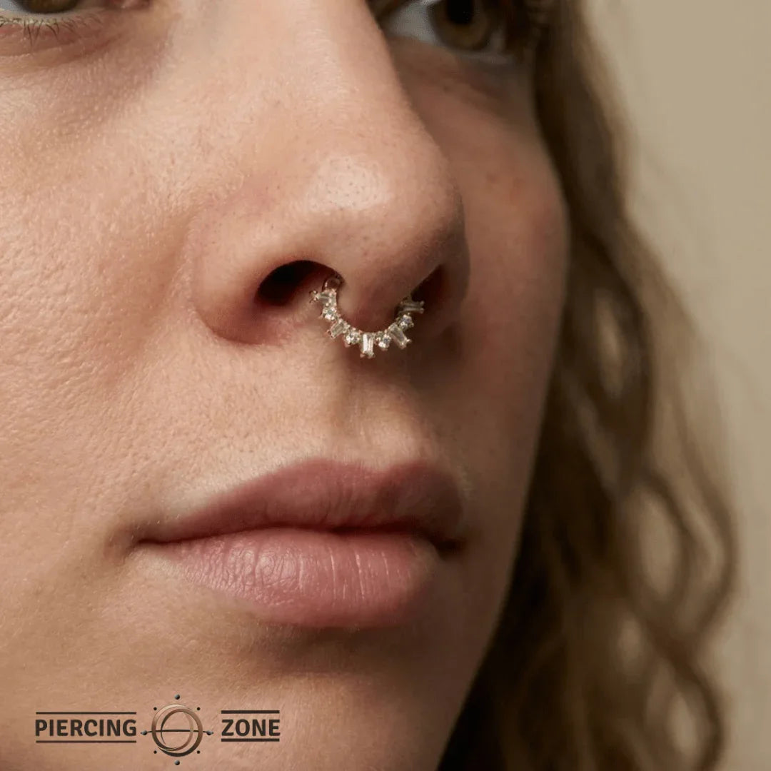 Cleopatra Clicker with Coffin Baguettes & Gems – 14K & 18K Gold - piercing - zone.com