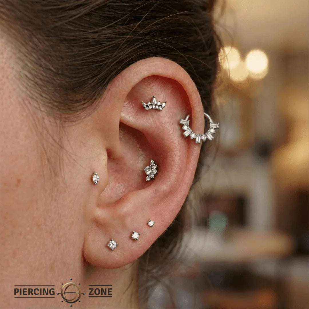 Cleopatra Clicker with Coffin Baguettes & Gems – 14K & 18K Gold - piercing - zone.com