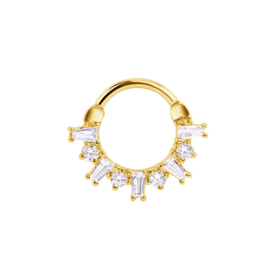 Cleopatra Clicker with Coffin Baguettes–14K & 18K Gold | Piercing-Zone