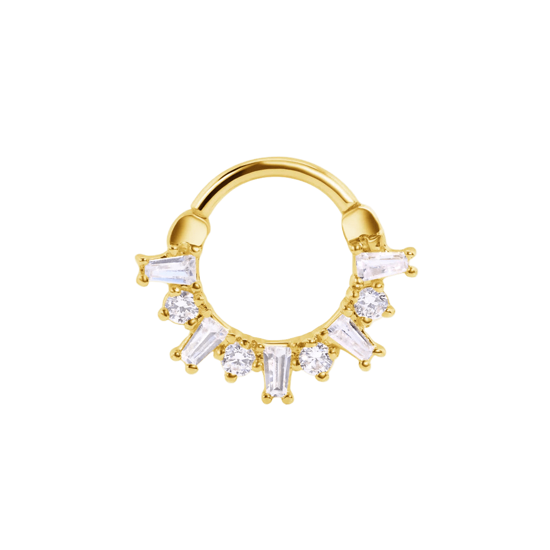 Cleopatra Clicker with Coffin Baguettes & Gems – 14K & 18K Gold - piercing - zone.com