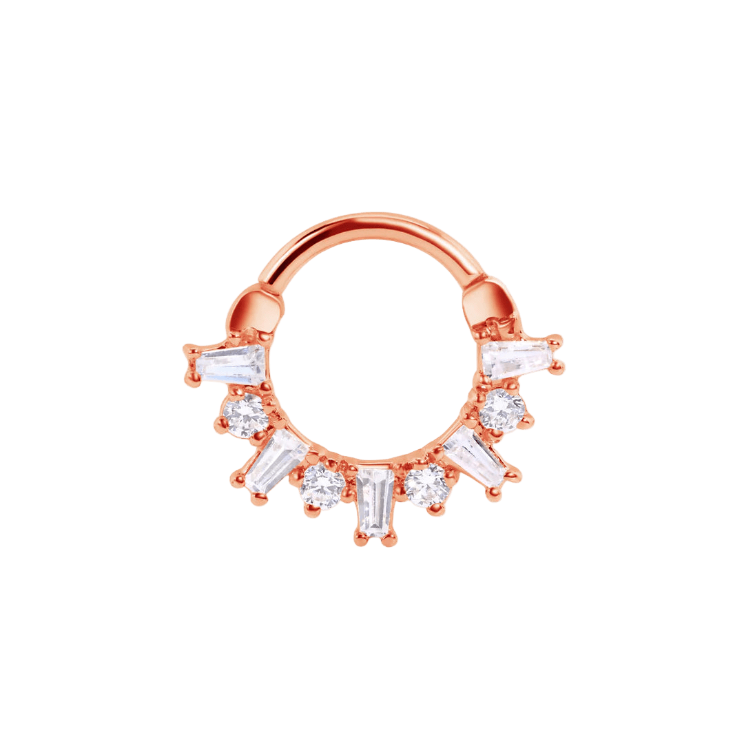 Cleopatra Clicker with Coffin Baguettes & Gems – 14K & 18K Gold - piercing - zone.com