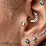 Clover Pin - 14K Gold Clover Threadless End - piercing - zone.com