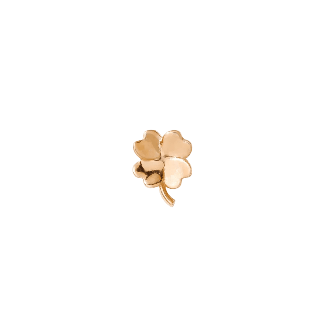 Clover Pin - 14K Gold Clover Threadless End - piercing - zone.com