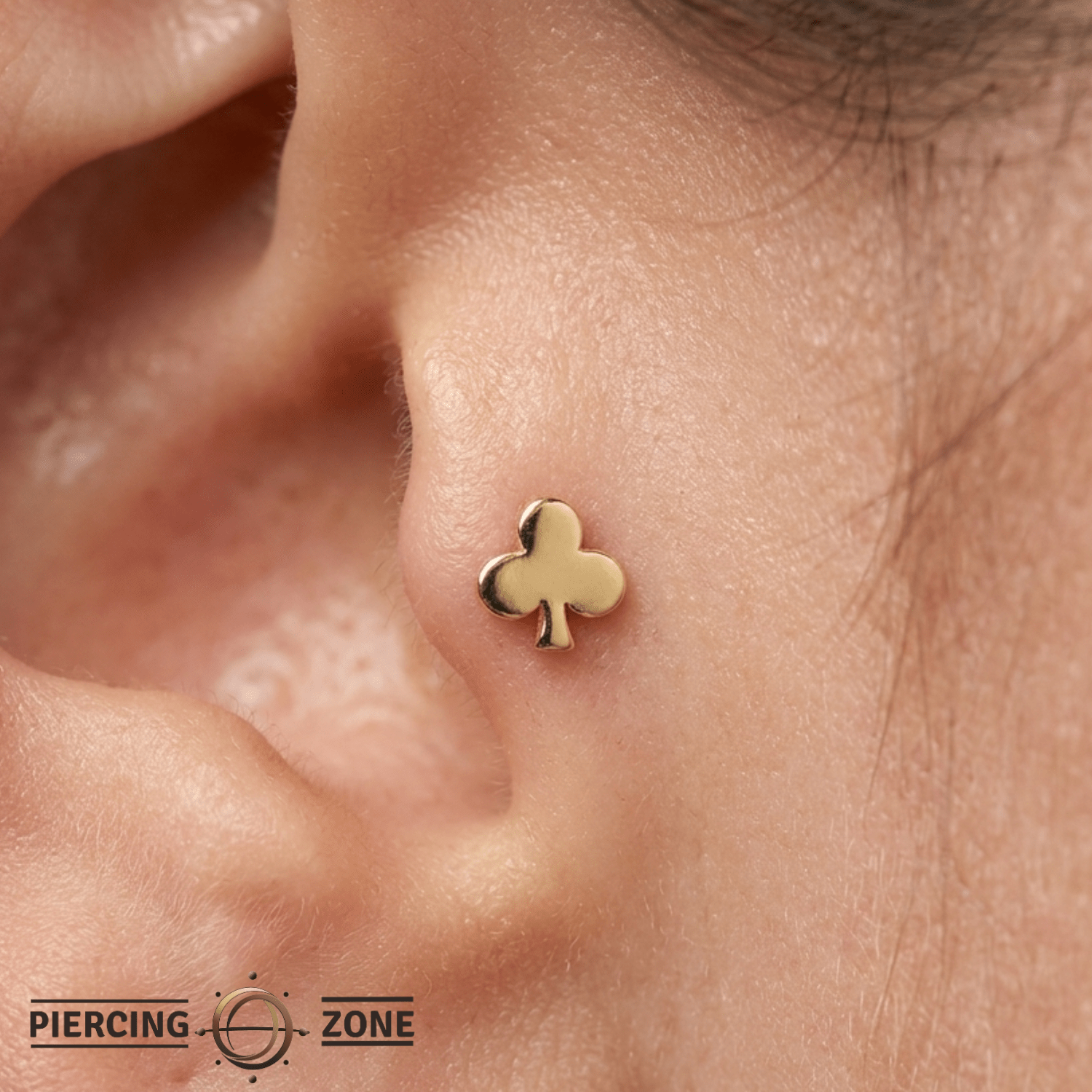 Clubs Pin - 14K Gold Club Threadless End - piercing - zone.com