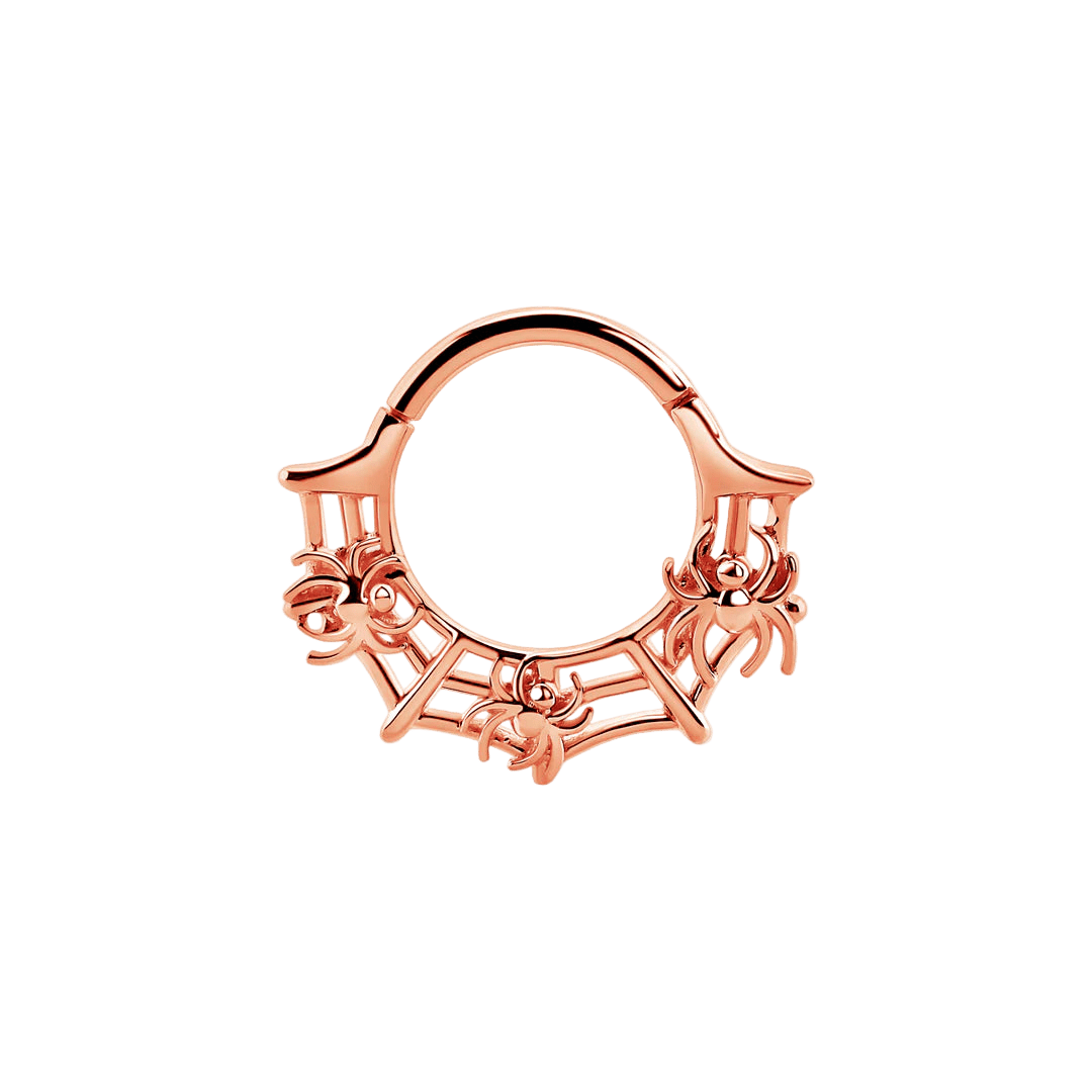 Cobweb Clicker – 14K Gold Halloween Ring - piercing - zone.com