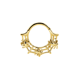 Cobweb Clicker – 14K Gold Halloween Ring - piercing - zone.com