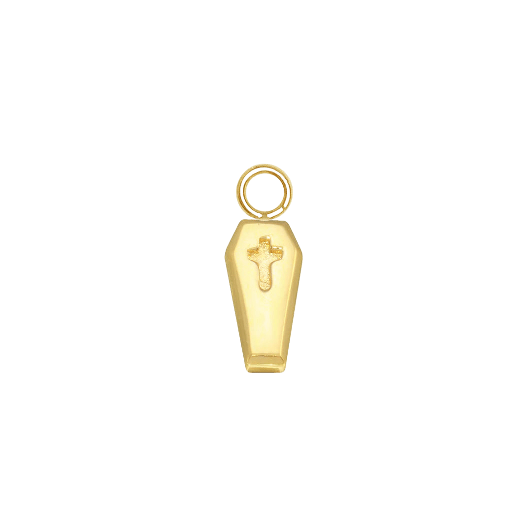 Coffin Charm – 14K Gold Halloween Dangle - piercing - zone.com