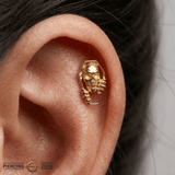 Coffin – Skeleton Hands & Coffin Silhouette – 14K Gold Threadless End - piercing - zone.com