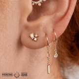 Concorde – CZ Teardrop Chain Accent – 14K Gold Dangle - piercing - zone.com