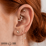 Concorde – CZ Teardrop Chain Accent – 14K Gold Dangle - piercing - zone.com